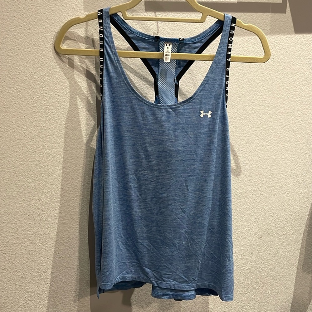 Blue Under Armour Knock Out Mesh Back Tank - Women’s XL. Color: light blue
